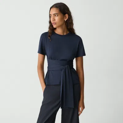 Theory Tie-front Tee In Cotton In Nocturne Navy