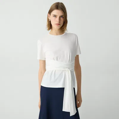 Theory Tie-front Tee In Cotton In White