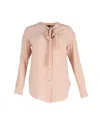 Theory Tie Neck Blouse In Pink Silk In Pink