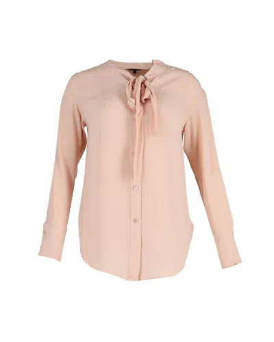 Theory Tie Neck Blouse In Pink Silk