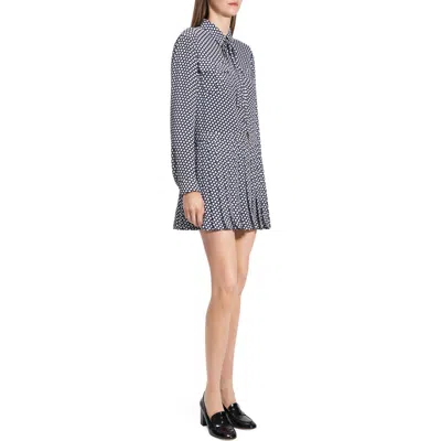 Theory Tie Neck Long Sleeve Mini Shirtdress