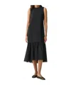 Theory Tiered Lightweight Wool Midi Dress In Black