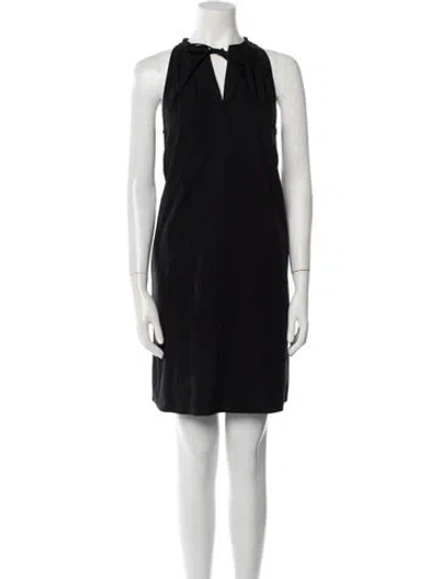 Pre-owned Theory Tie Neck Mini Dress In Black
