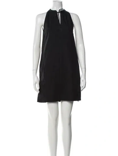 Pre-owned Theory Tie Neck Mini Dress In Black