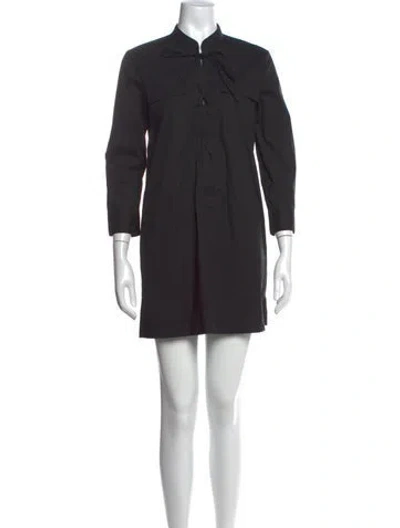 Pre-owned Theory Tie Neck Mini Dress In Black