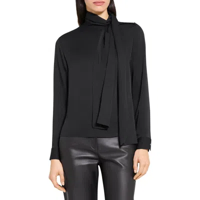 THEORY THEORY TIE NECK SILK TOP