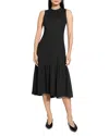 Theory Tiered Lightweight Wool Midi Dress In Black