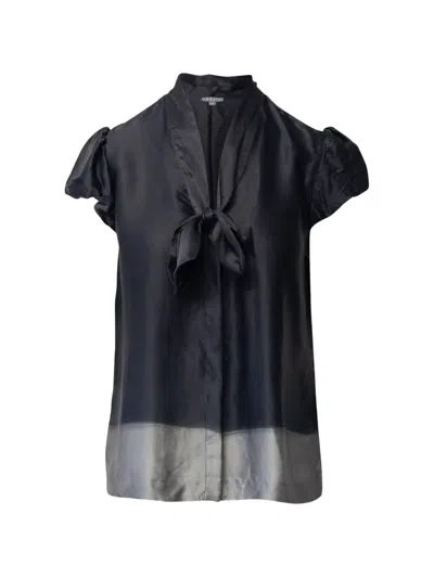 Pre-owned Theory Tie Puff-sleeves Blouse In Black