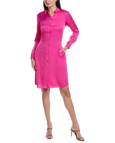 Theory Tie Silk Shirtdress In Pink