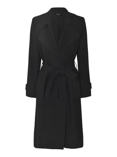 Theory Tie-waist Classic Trench In Black