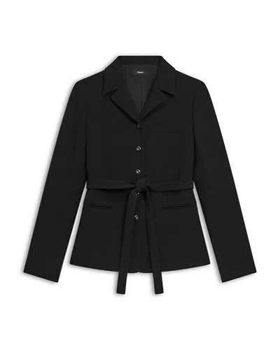 Theory Tie Waist Crepe Jacket In Black