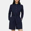 Theory Tie Waist Romper In Stretch Cotton In New Navy