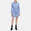 Theory Tie Waist Romper In Stretch Cotton In Regatta