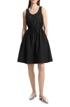 Theory Sleeveless Drawstring Dress In Cotton-blend In Black