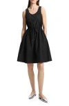 Theory Sleeveless Drawstring Dress In Cotton-blend In Black