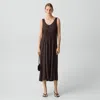 Theory Tie-waist Tank Dress In Washed Twill In Brown