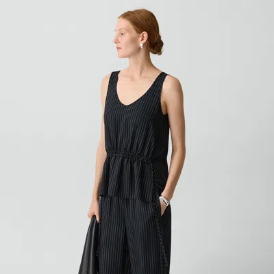 Theory Tie-waist Tank Top In Washed Stripe In Blue