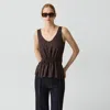 Theory Tie-waist Tank Top In Washed Twill In Brown