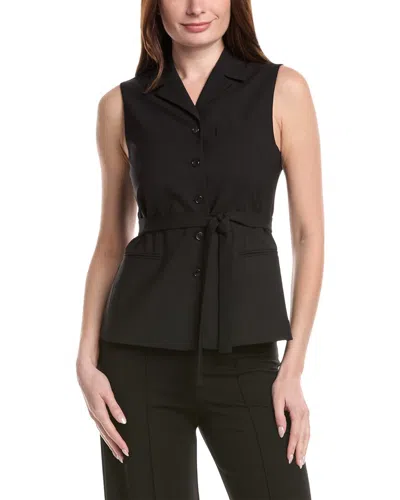 Theory Tie Waist Wool-blend Vest In Black