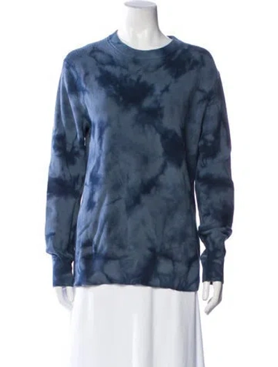Pre-owned Theory Tie-dye Print Crew Neck Sweater In Blue