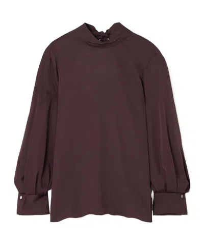 Theory Tie-detailed Silk Blouse In Brown