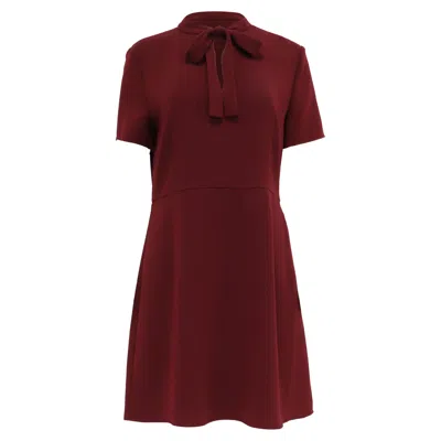 Theory Tie-neck Mini Dress In Burgundy Triacetate