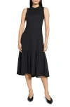 Theory Tiered Lightweight Wool Midi Dress