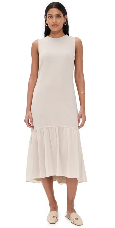 Theory Tier Tie Neck Dress Sand