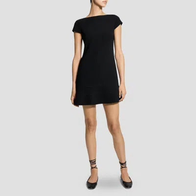 Theory Tiered Mini Dress In Admiral Crepe In Black