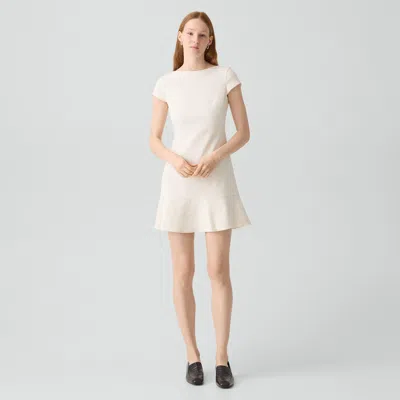 Theory Tiered Mini Dress In Admiral Crepe In White