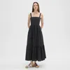Theory Tiered Sleeveless Dress In Cotton-blend In Black
