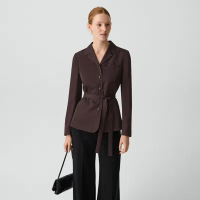 Theory Tie-waist Jacket In Washed Twill In Brown