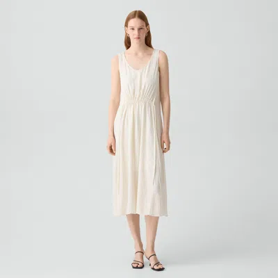 Theory Tie-waist Tank Dress In Washed Stripe In Neutral