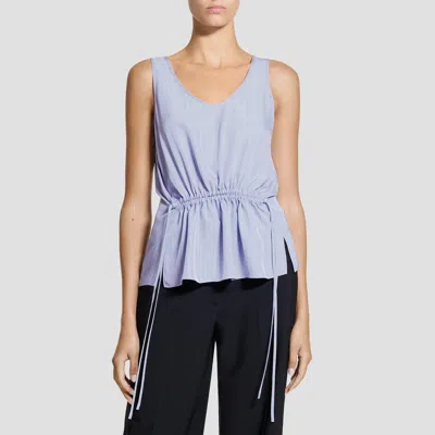 Theory Tie-waist Tank Top In Washed Stripe In Blue