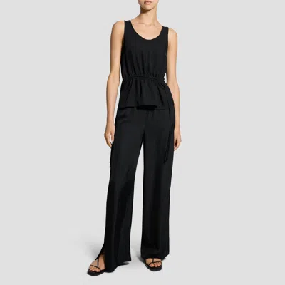 Theory Tie-waist Tank Top In Washed Twill In Black