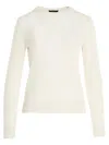 Theory Timeless White Cashmere Crew Neck Sweater In Neutral