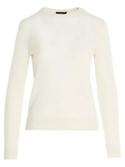 THEORY THEORY TIMELESS WHITE CASHMERE CREW NECK SWEATER