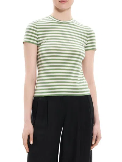 Theory Tiny Stripe T-shirt In Leaf Multi