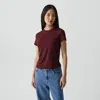 Theory Tiny Tee In Organic Cotton In Burgundy