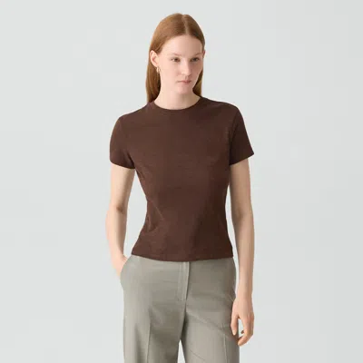 Theory Tiny Tee In Organic Slub Cotton In Brown