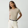 Theory Tiny Tee In Organic Slub Cotton In Soft Taupe