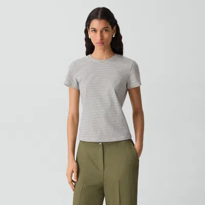 Theory Tiny Tee In Striped Cotton In Gray