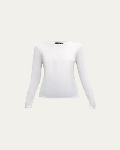 Theory Tiny Organic Pima Cotton Long Sleeve T-shirt In White