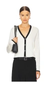 Theory Neo Bering Tipped Wool-blend Cardigan In 아이보리 & 블랙