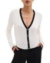 Theory Neo Bering Tipped Wool-blend Cardigan In White
