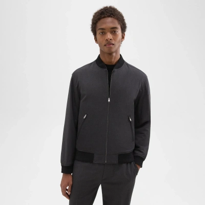 Theory Tir Bomber Jacket In Stretch Wool In Dark Charcoal