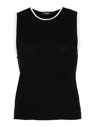 THEORY TOP IN KNIT WITH CONTRASTING EDGES