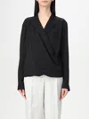 Theory Black Blouse With Peak Revers And Crossover Neck In Black