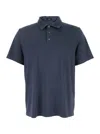 Theory Blue Polo Shirt With Classic Collar And Front Button Closure In Cotton Man In Blue
