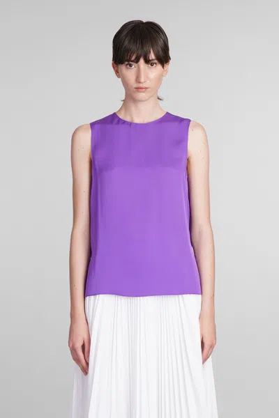 Theory Topwear In Viola Silk In Qy Bright Peony